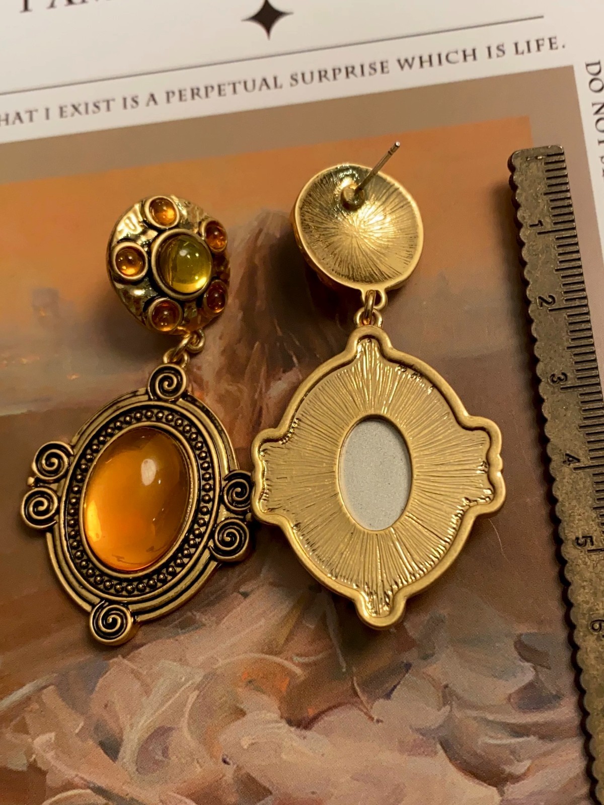 Vintage-Inspired Gripoix Glass Cabochon Earrings 925 Sterling Silver Posts