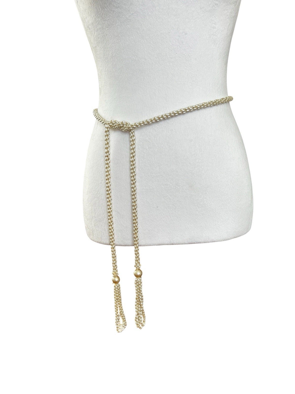 Long Faux Pearl Lariat Necklace Multi Strand Tassel Wrap Belt Convertible 58”