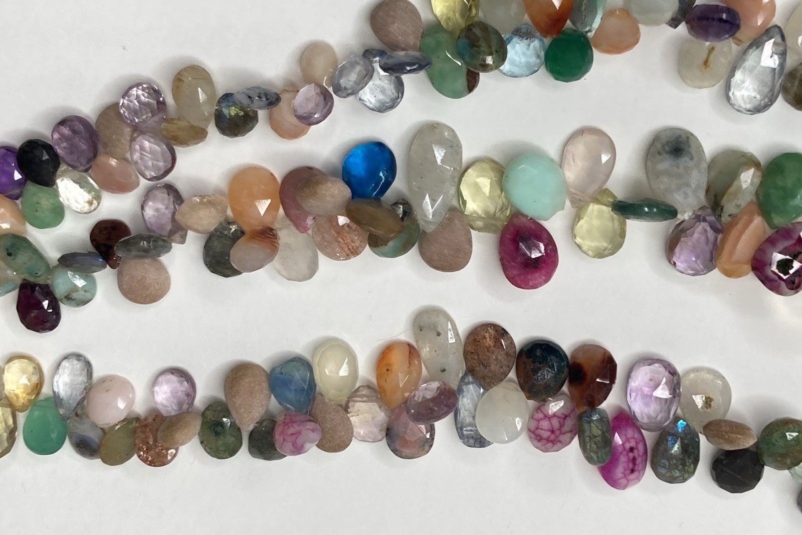 2 Multi-Colored & Multi-Strand Faceted Natural Crystal Bead Necklaces 17” & 18”