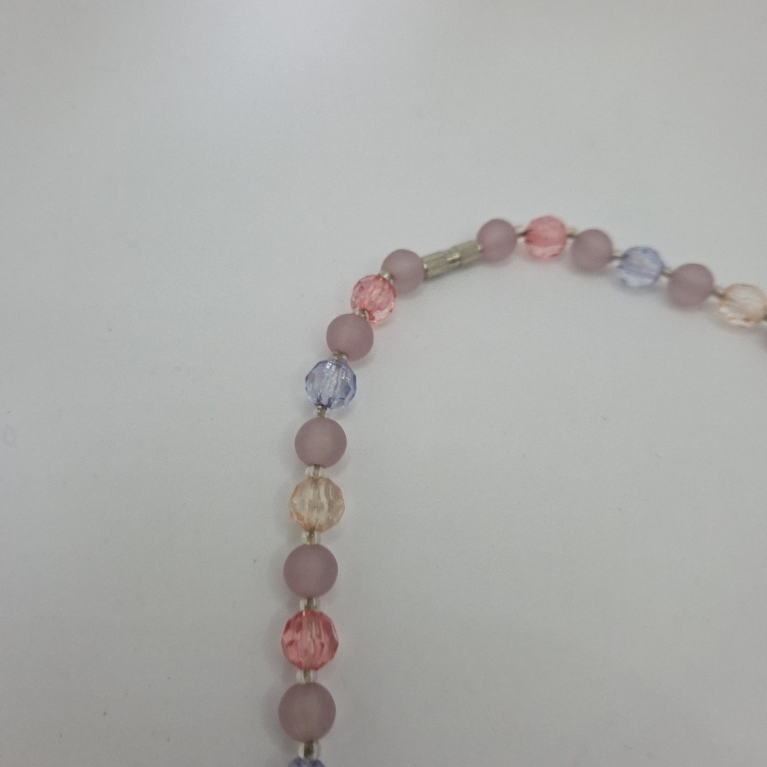 VINTAGE floral fruit salad leaves Necklace Beads Pastel Clear Costume 17″