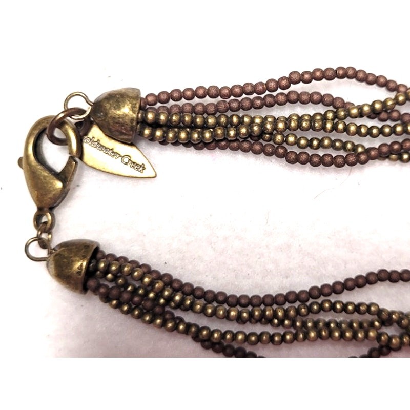 Coldwater Creek Long Multistrand Bronze Green Faceted Accent Beaded Necklace