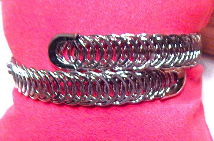 Retro Vintage Rhinestone Bypass Wrap Flex Coil Cuff Bracelet MONET NWOT S44