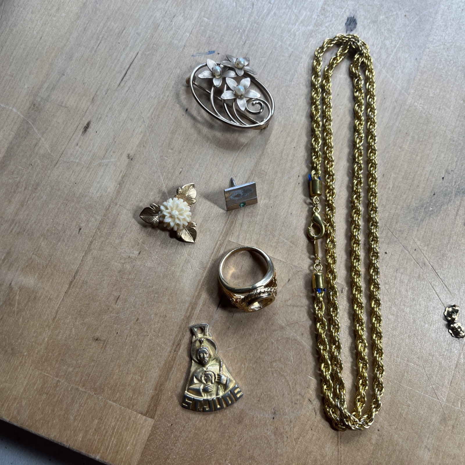 Mixed Lot of 1/20 12K Gold Filled & Other Gold GF — Pins, Bracelets Lot – J1