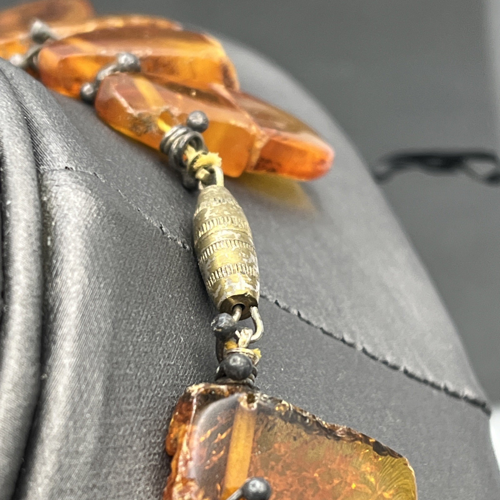 Vintage Natural Baltic Honey Amber Beaded Bib Statement Necklace 20″