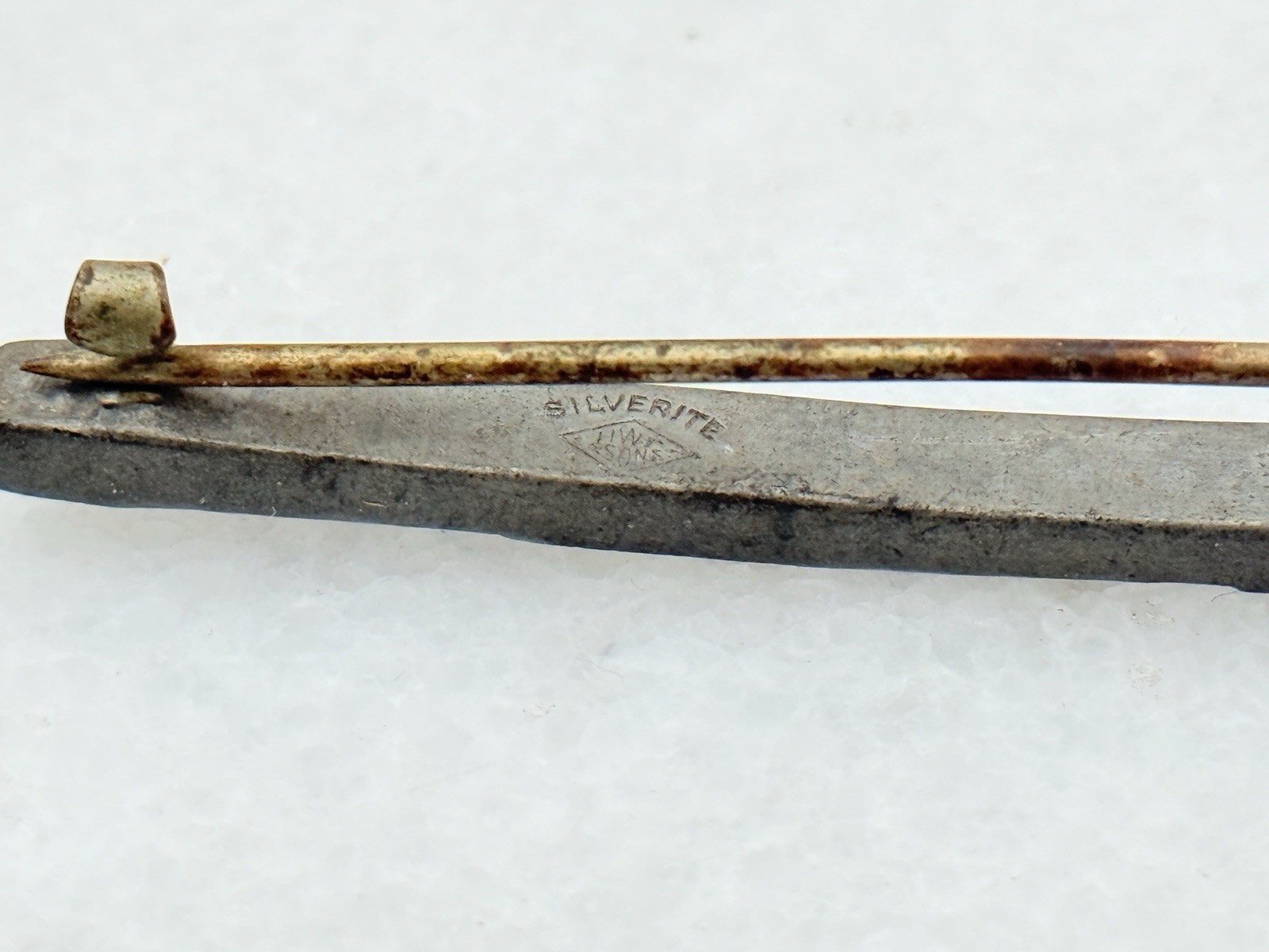 Antique Art Deco Fishson Silverite Rhinestone Bar Pin c.1920’s