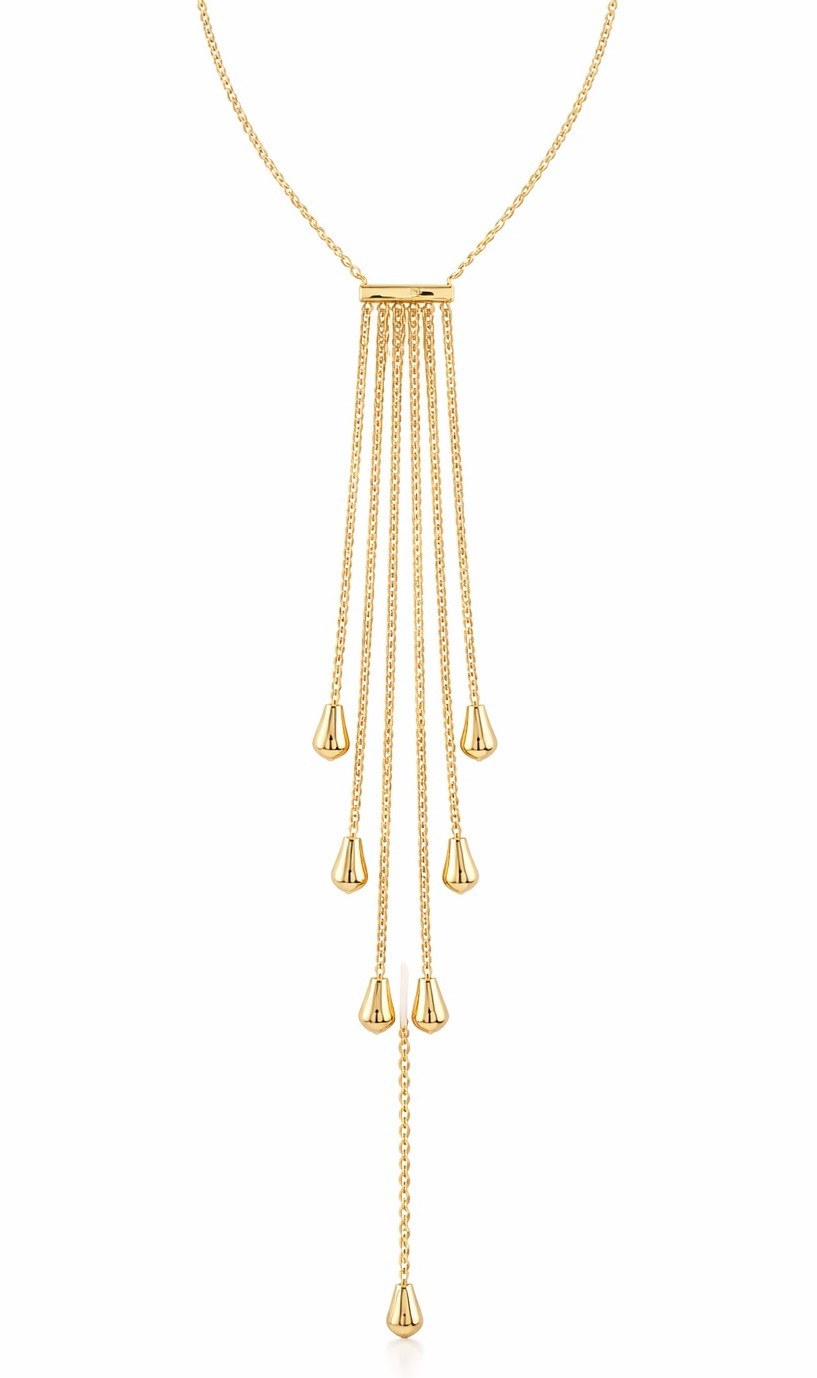 Long Gold layered Fringe Necklace