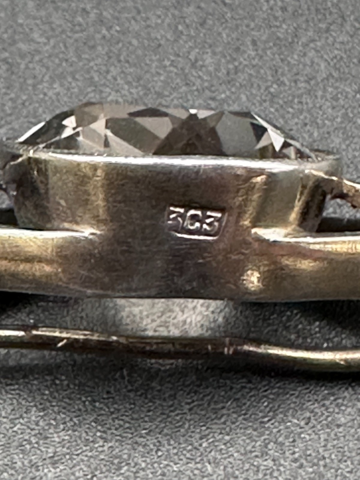Vintage Russian Sterling Silver Bar Brooch with Clear Faceted Stone – c.1930s