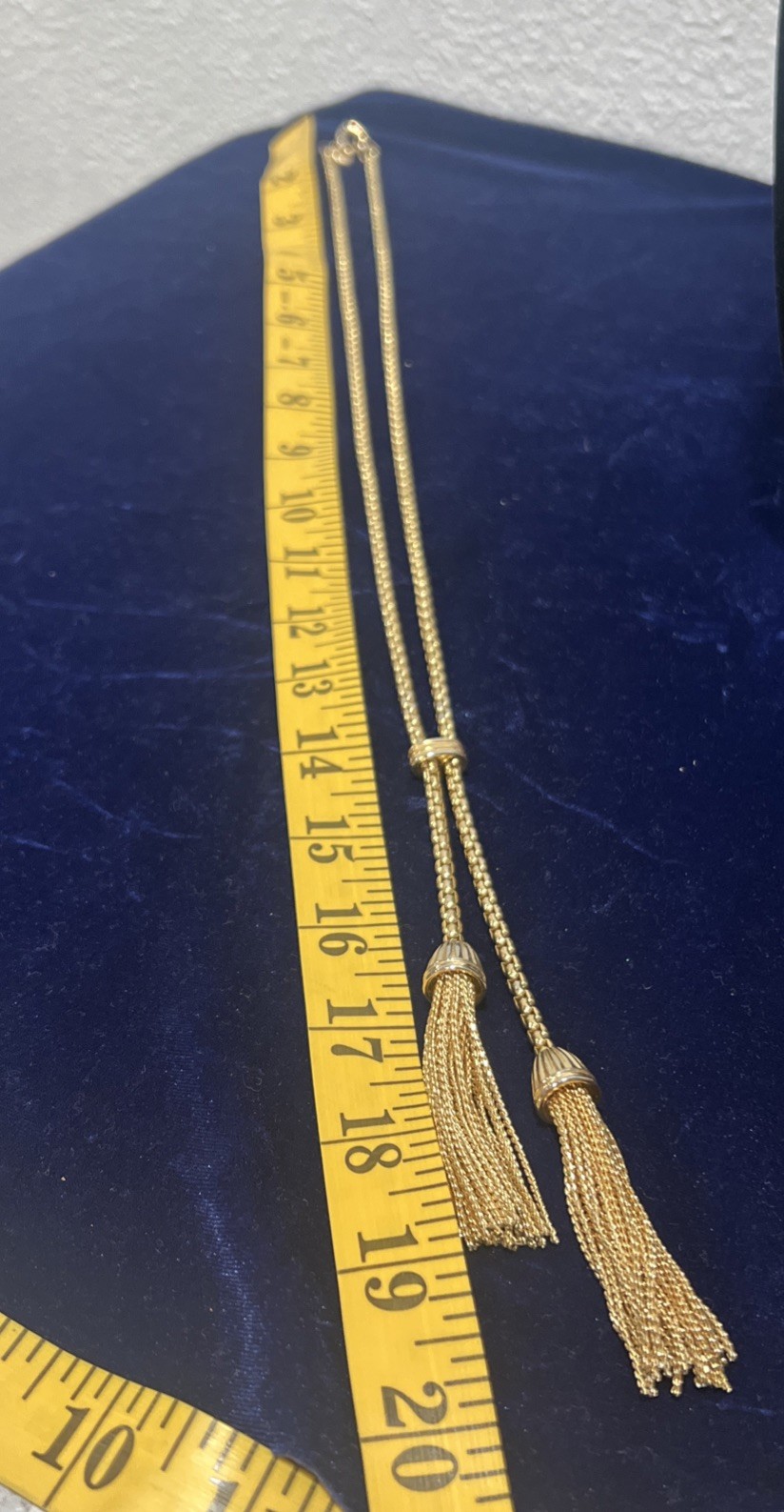 Vtg J Crew 40″ Gold Tone Ladies Tassell Necklace Popcorn Chain Style