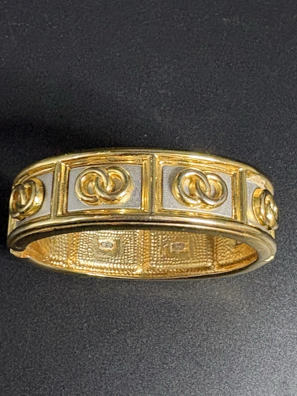Vintage Twin Ring Gold Tone Mid Century Bangle Bracelet
