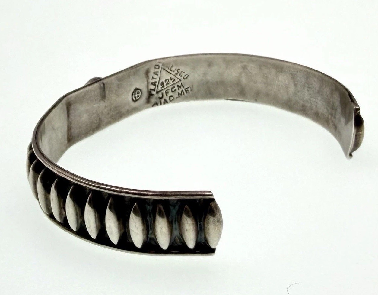 Vintage Plata de Jalisco JFCM Sterling Silver Cuff Bracelet Guad Mex Turquoise