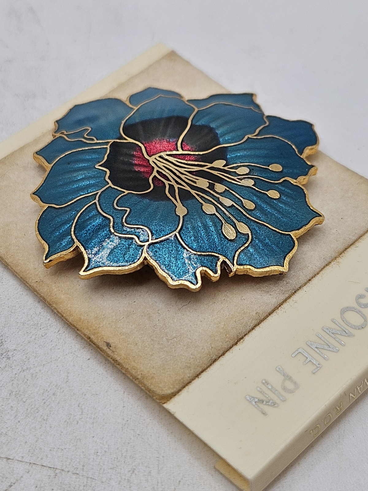 Vintage Cloisonne Brooch Lot Of 2, 1 Flower, 1 Butterfly. Unmarked