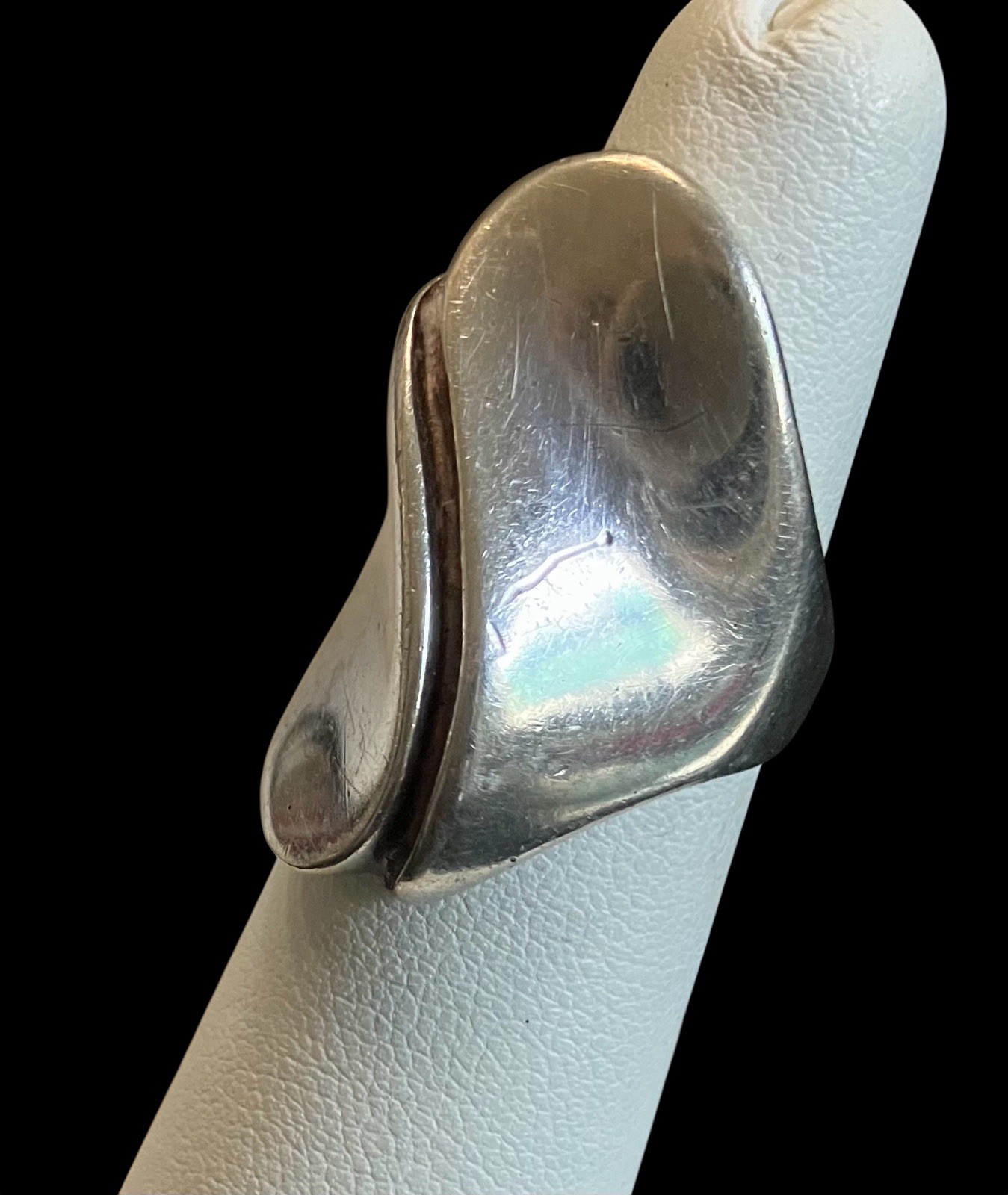 Vintage 925 Sterling Silver Modernist Sculptural Statement Wave Ring Size 5.5