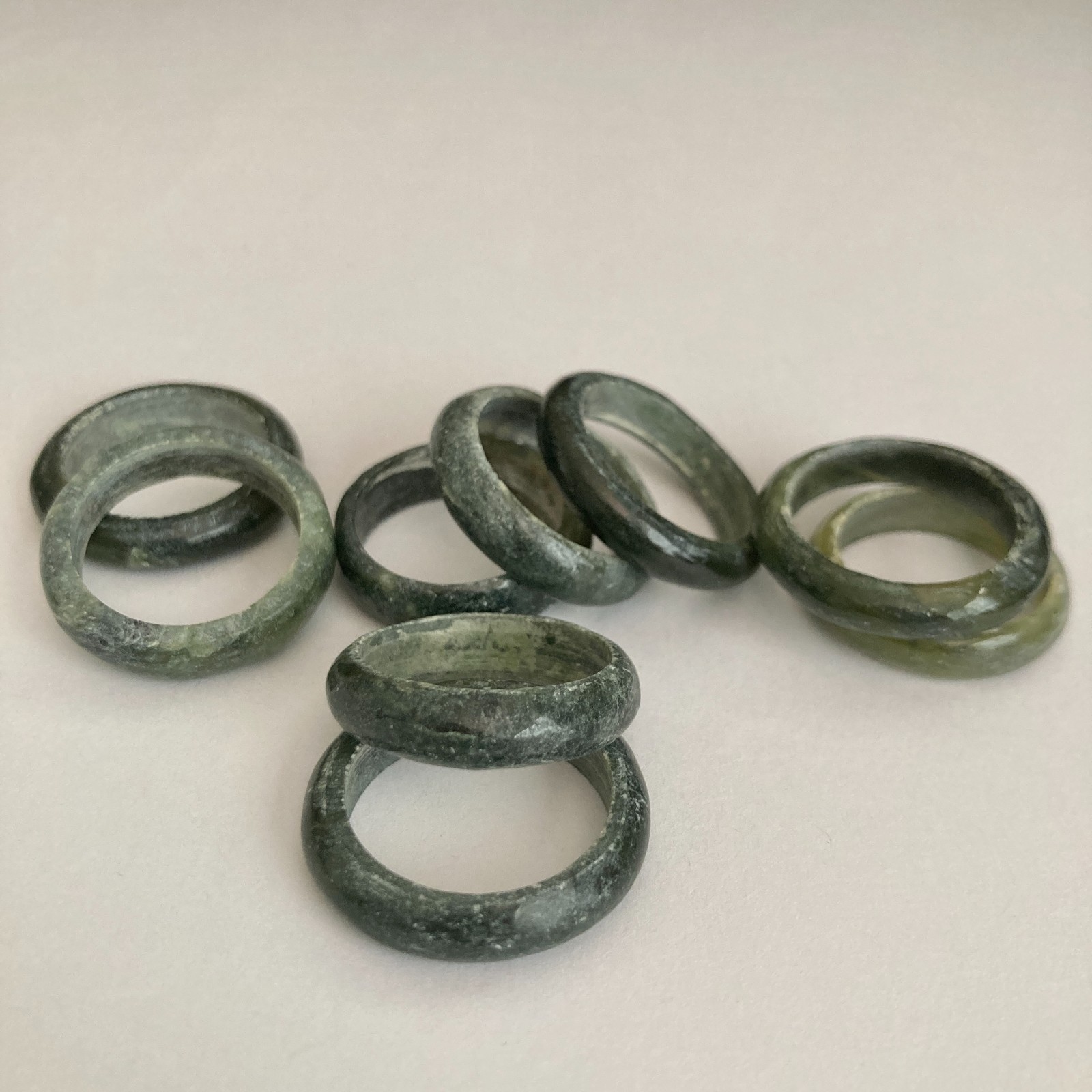 Vintage Natural Dark Green Jade Band Ring Size 9 Semiprecious Thick Stackable