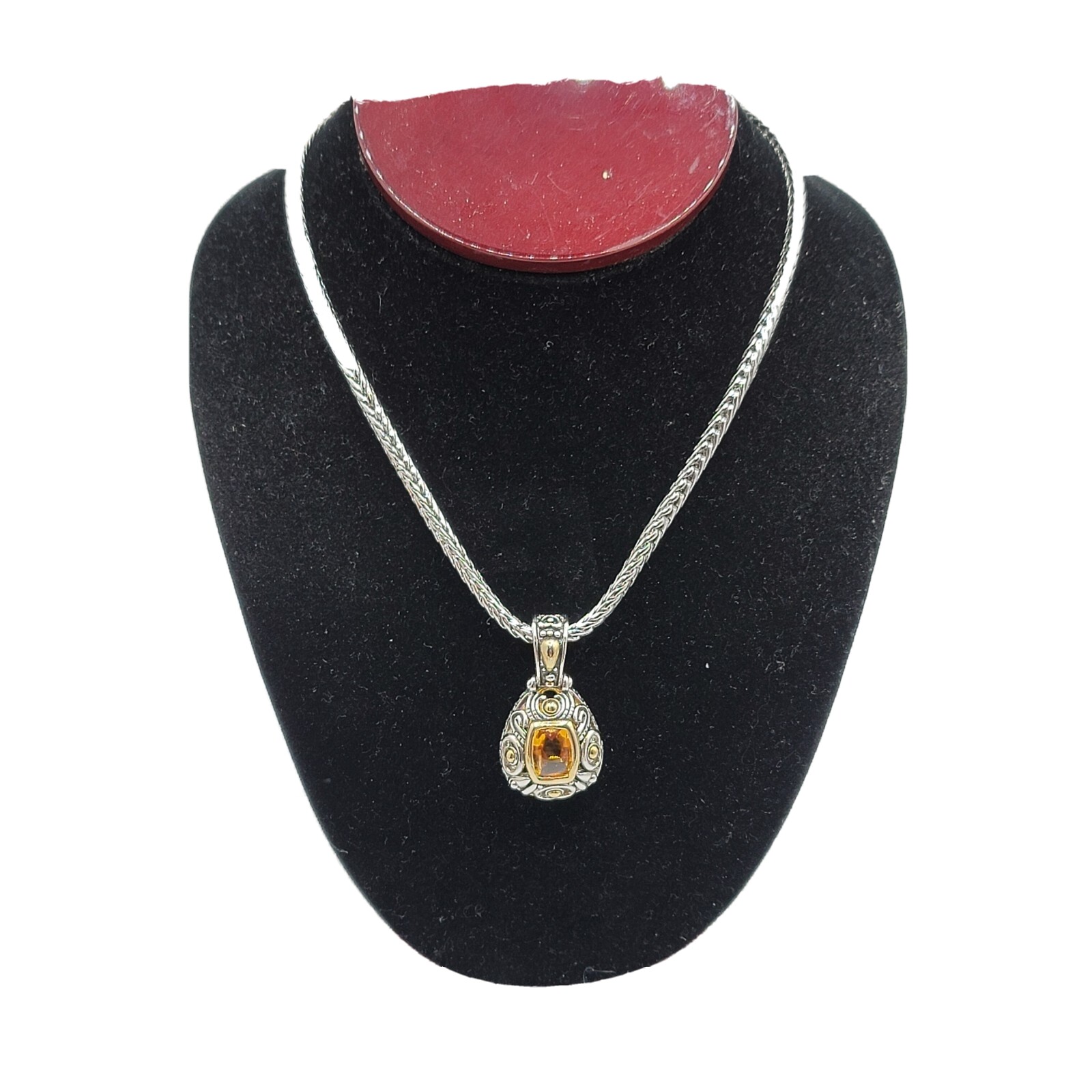 Vtg Choker Pendant Necklace Citrine Cubic Zirconia Medieval Fashion Jewelry