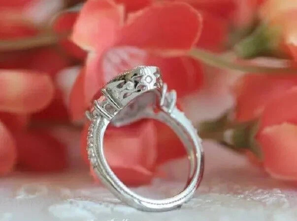 2Ct Art Deco Style Lab Created Diamond Engagement Wedding 14K White Gold FN Ring