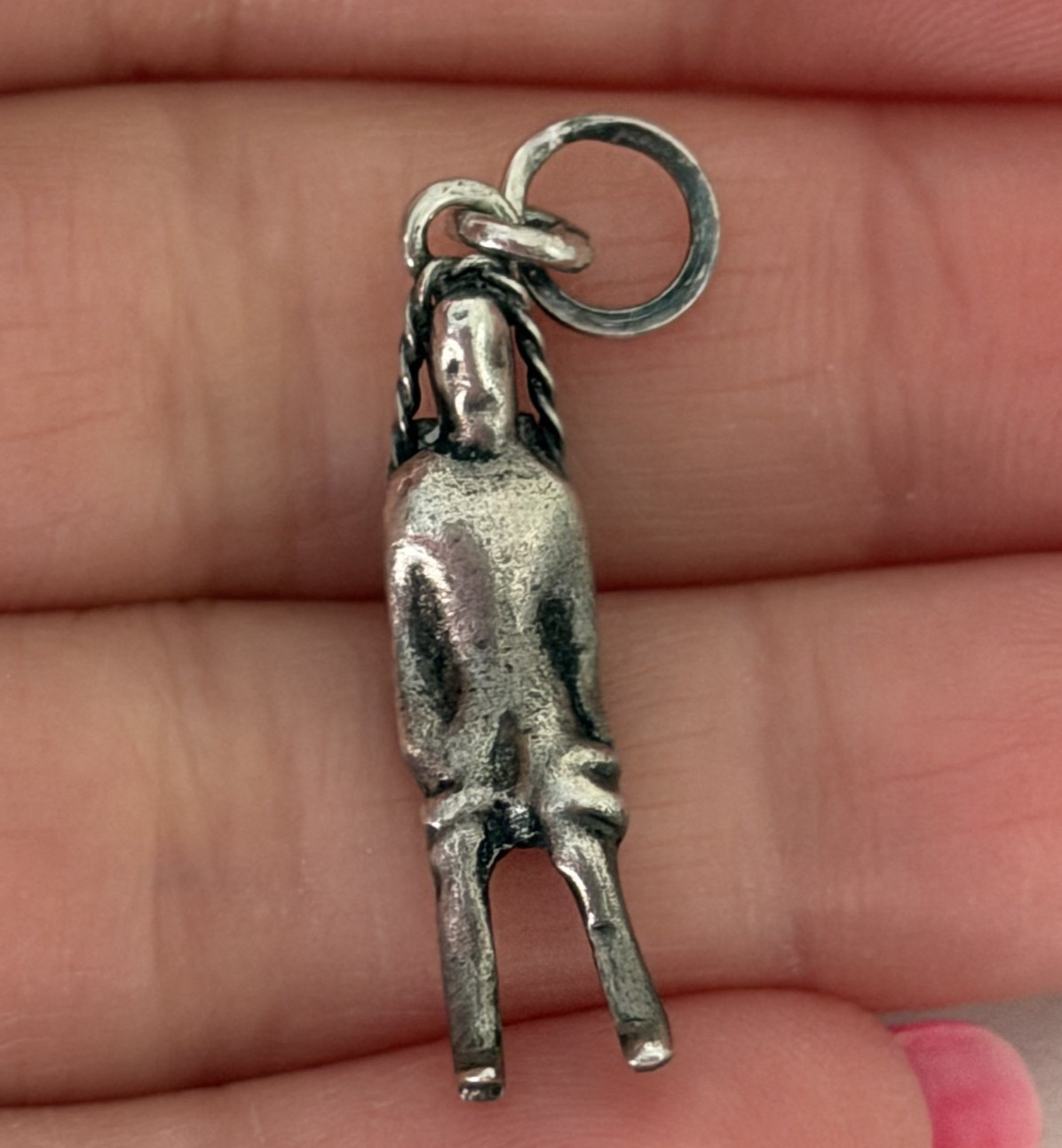 Vintage Sterling Silver Gold Miner Man 3D Person Charm Pendant