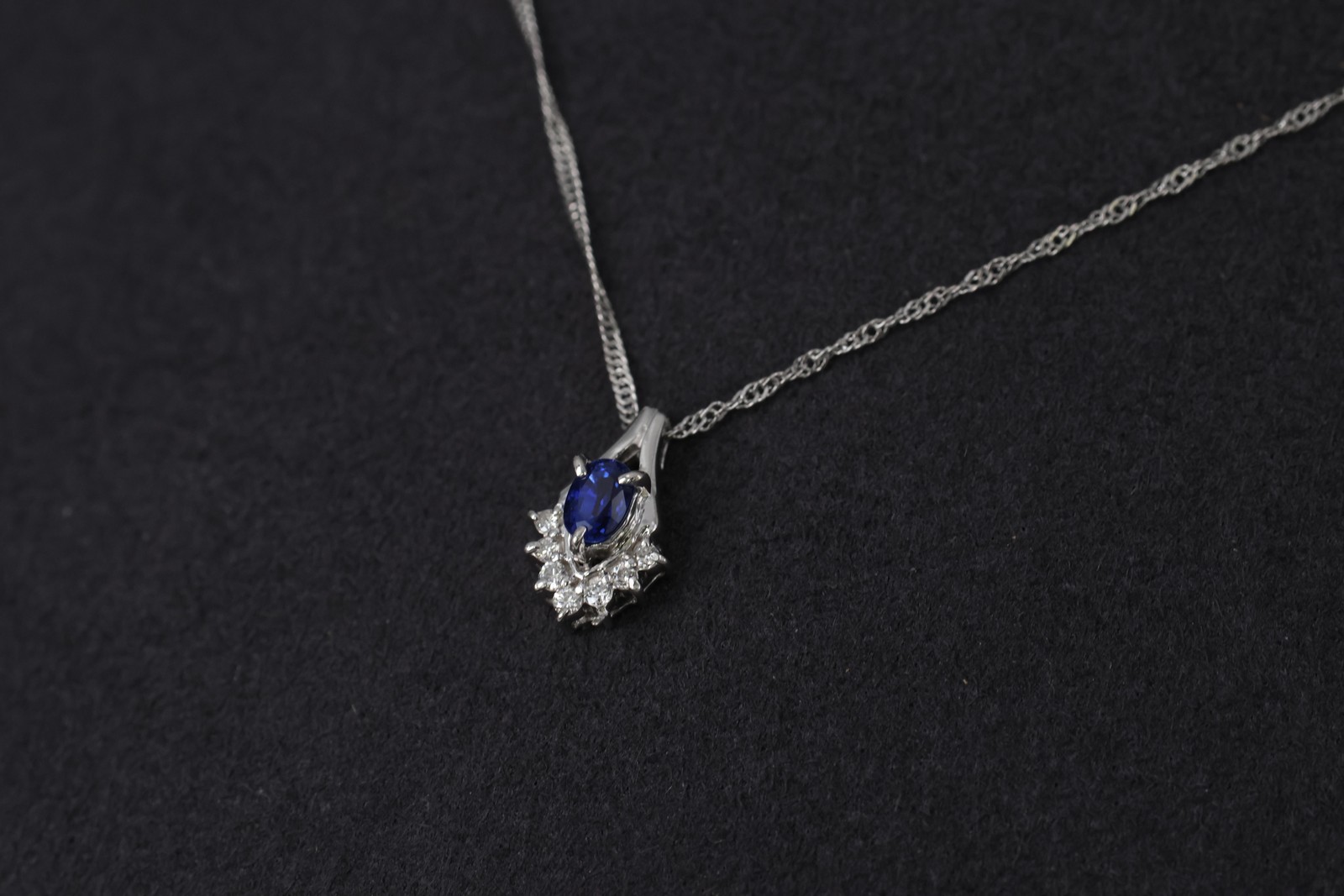 0.35ct Royal Blue Sapphire & 0.07ct Diamond 16 Inch Platinum Necklace, 2.87g