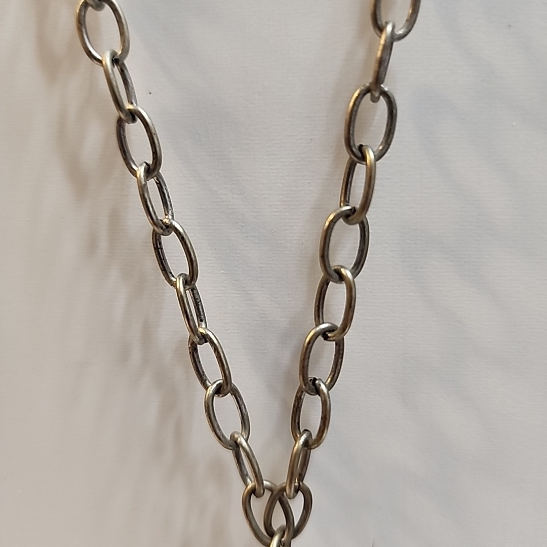 Vintage Style Silver Tone 12″ Necklace With Puffed Heart & Charms ~ Lobster Claw