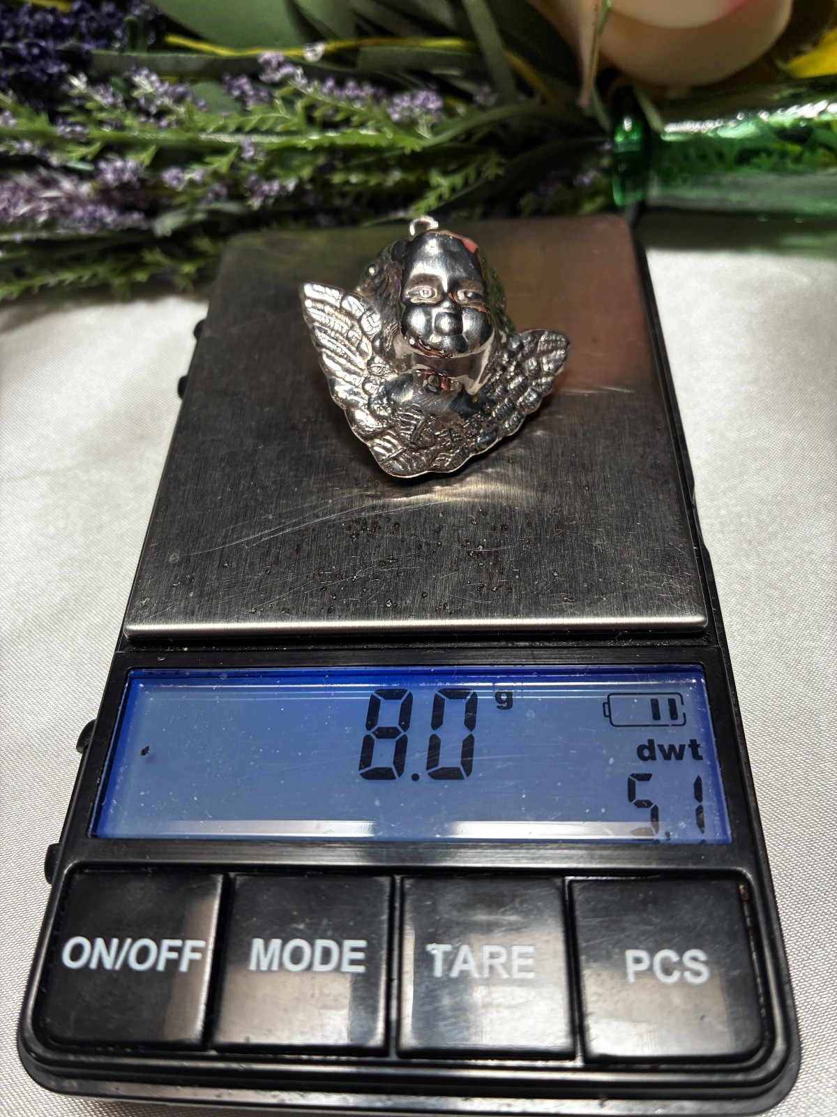 Vintage Fine 925 Sterling Silver 3D Puffy Angel Cherub Head Pendant