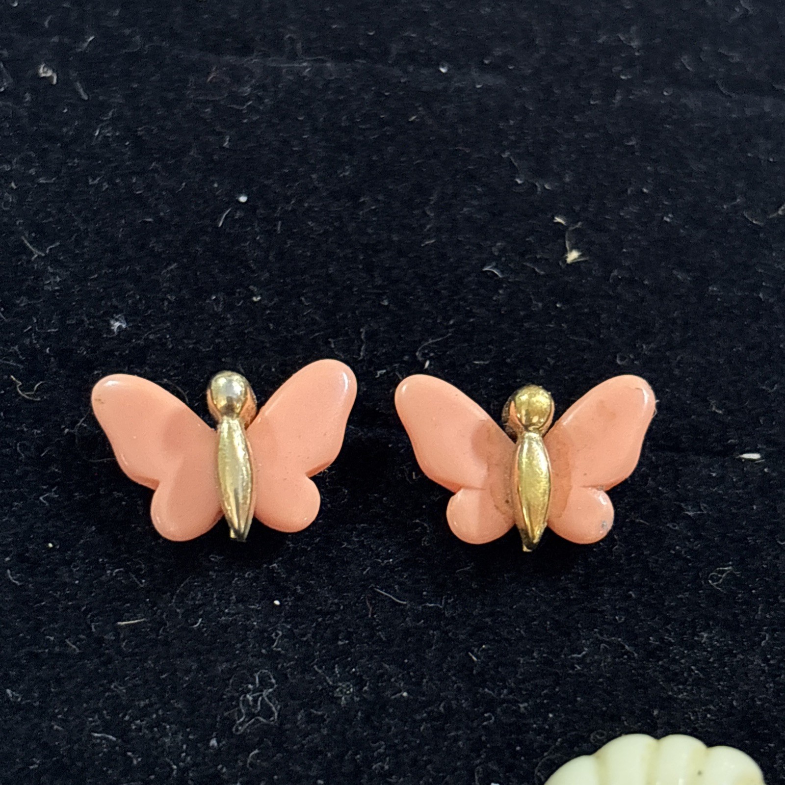 3 Pairs Vintage 1970s Lucite/metal Earrings Butterflies, Hearts, Knots, Avon?