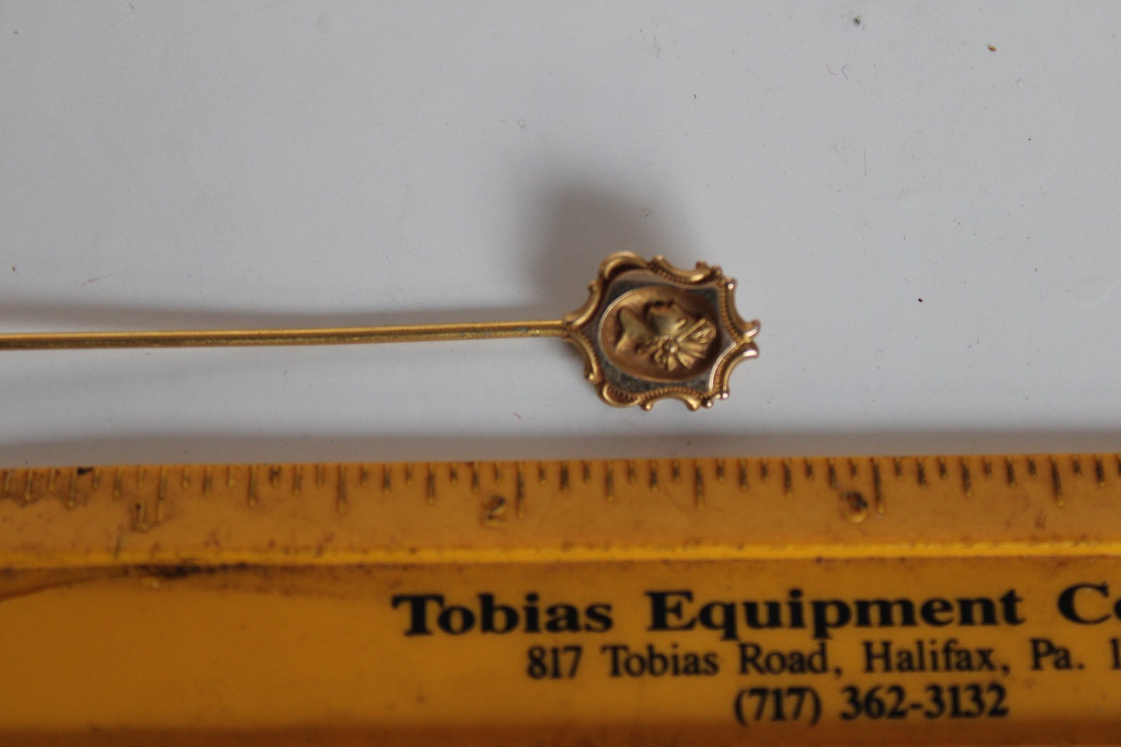 (2) Antique Art Nouveau Cameo & Shield Portrait Stick Pin