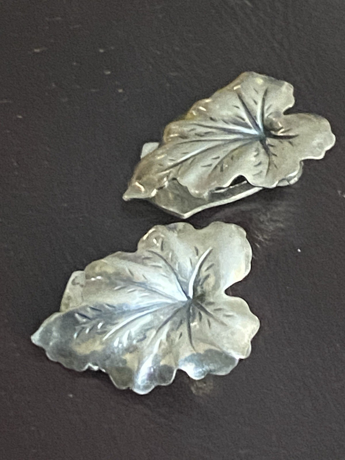 VINTAGE N.E. FROM NIELS ERIK DENMARK STERLING SILVER 925 LEAF Clip On Earrings