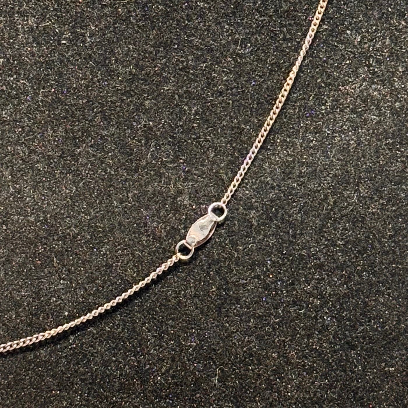 NECKLACE vintage wishbone clear faceted gem goldtone metal curb chain dainty 16″
