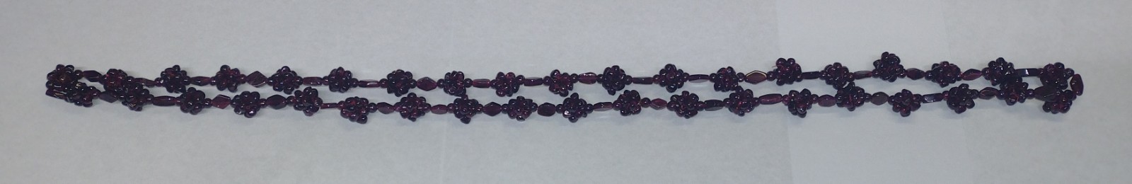 Vintage Bohemian Garnet Necklace With Repeating Floral Cluster Design