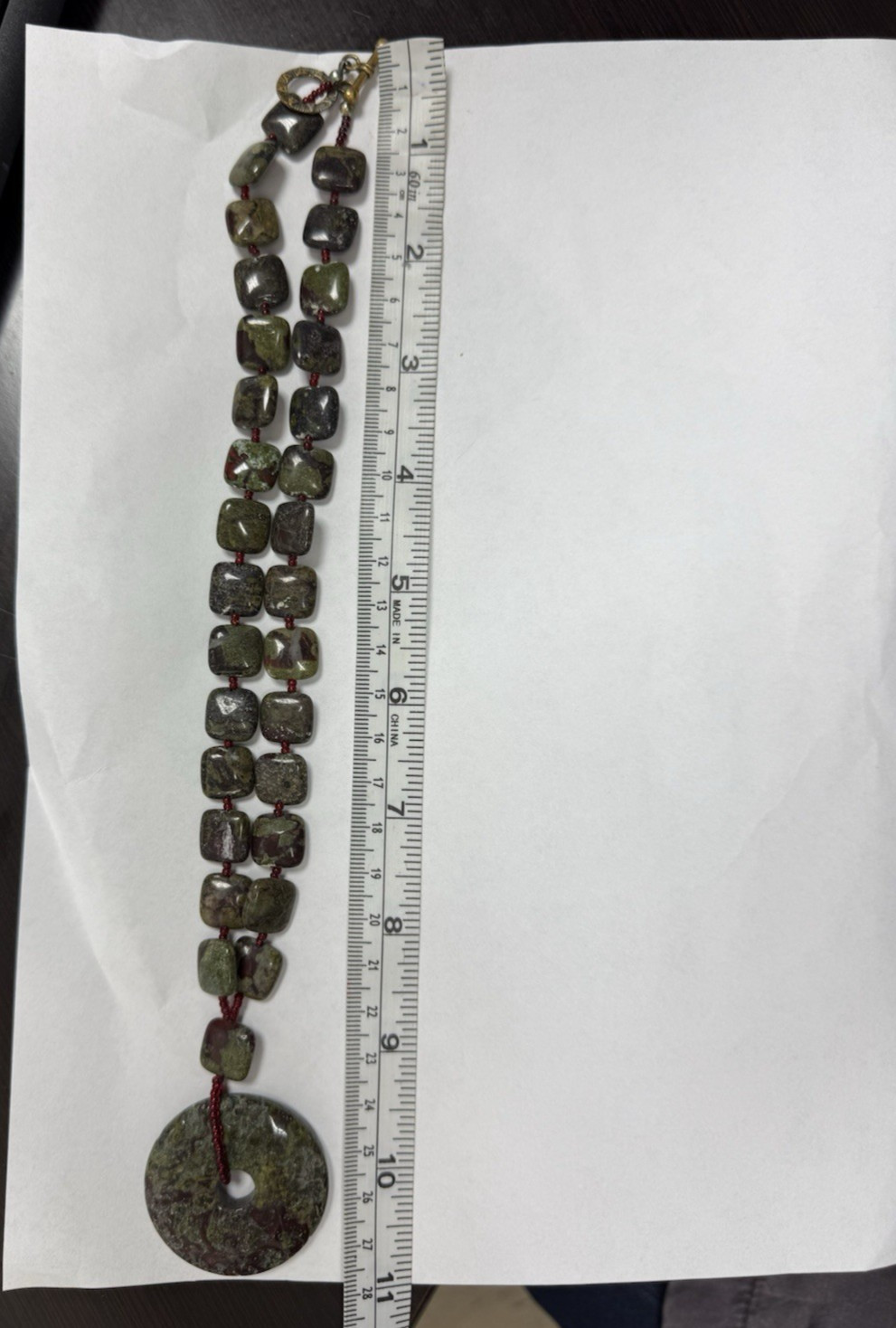 NATURAL JASPER STONES GRAINED SHAPES 10″ LENGTH NECKLACE VTG style timeless