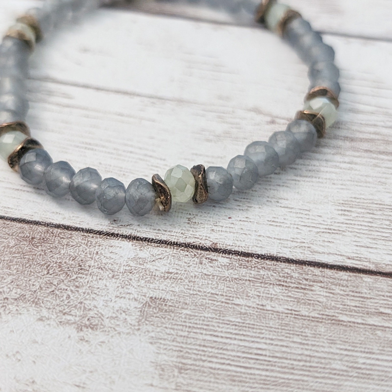 Vintage Stretch Bracelet – Dusky Blue Tones
