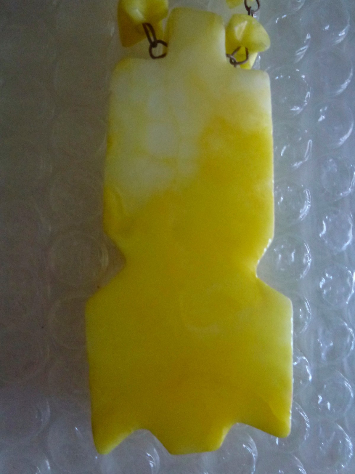 nECKLACE YELLOW ONYX PRIMITIVE TRIBAL TIKI PENDANT VINTAGE OOAK JEWELRY neocurio