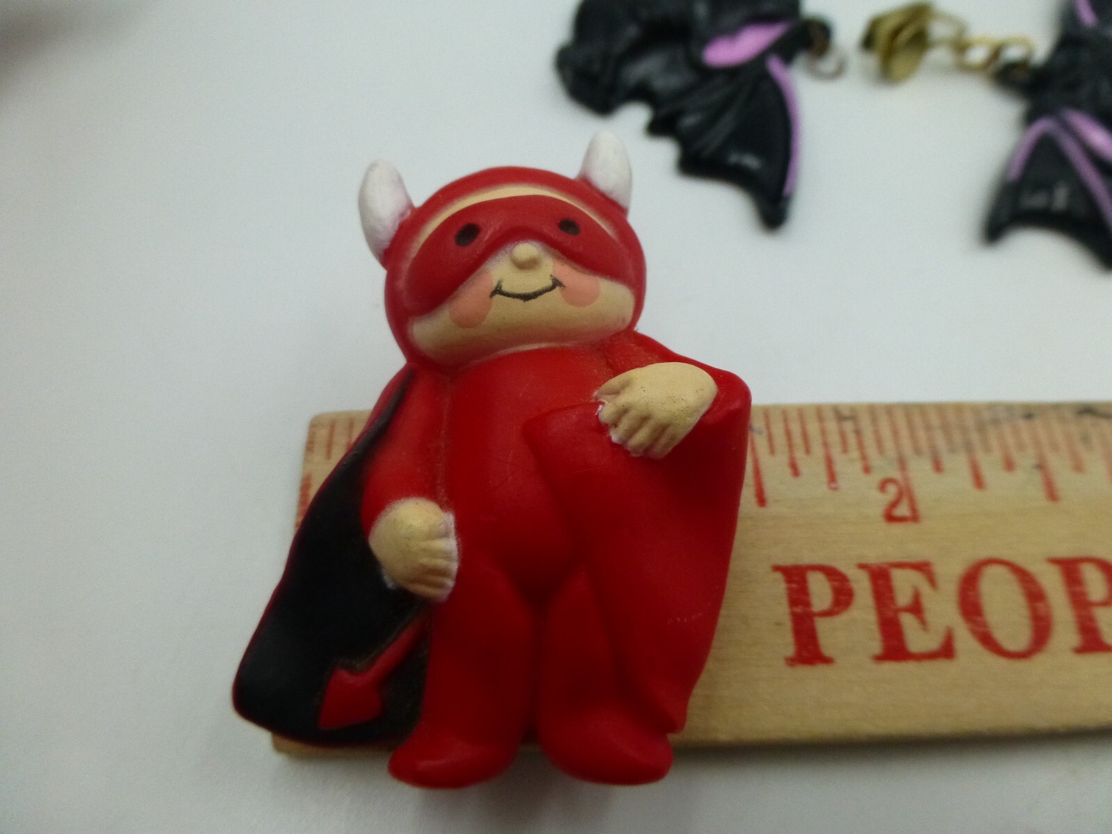 Fun World Div, S Lehman, Cute Devil Pin + Bat Earrings