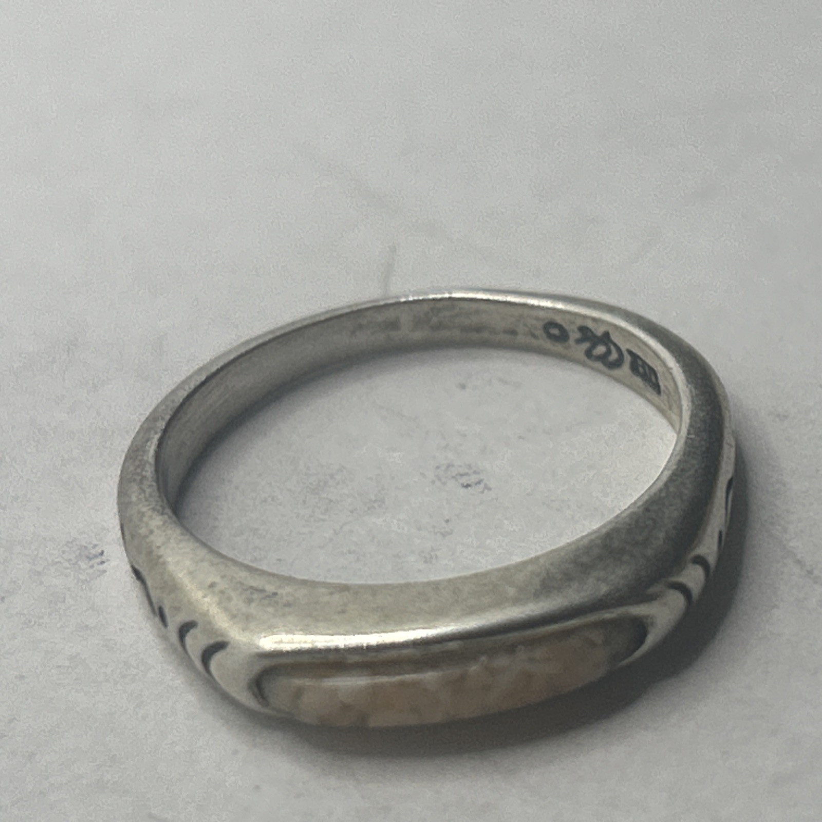 Carolyn POLLACK 925 Sterling Silver crushed pearl Stacking Band Ring Size 6