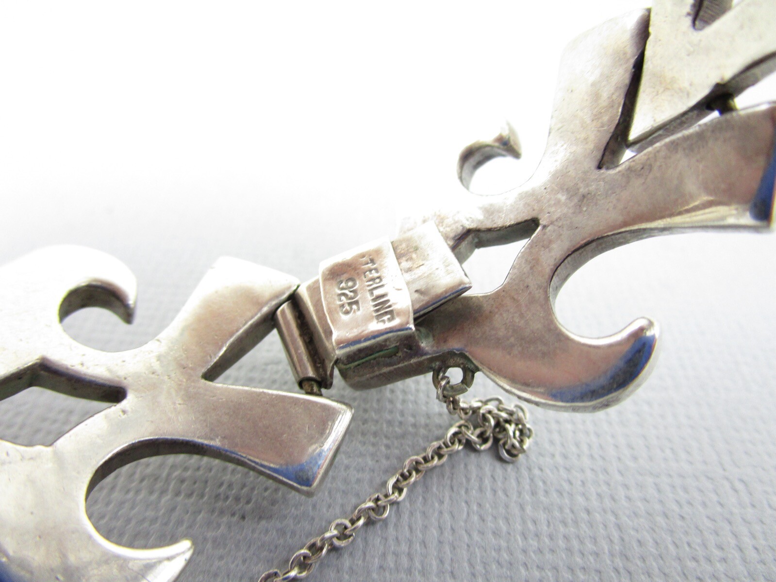 Beautiful HEAVY Mexican Sterling Silver Scroll Link Bracelet – 76 Grams