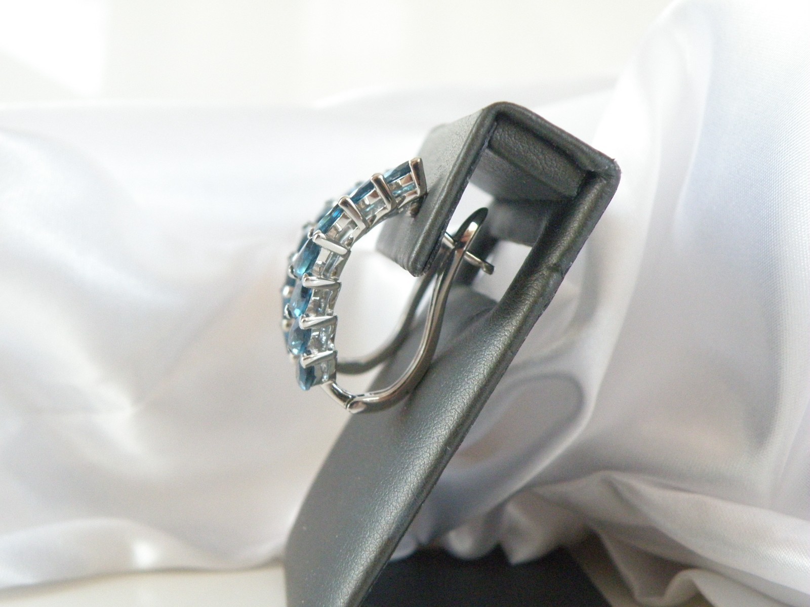 Vintage Sterling Silver 925 Natural Heated London Blue Topaz Dangle Earrings