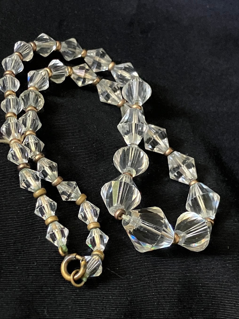Vintage Faceted Crystal Glass Necklace Lot Cones Rounds FOR RESTRINGING UPCYCLE