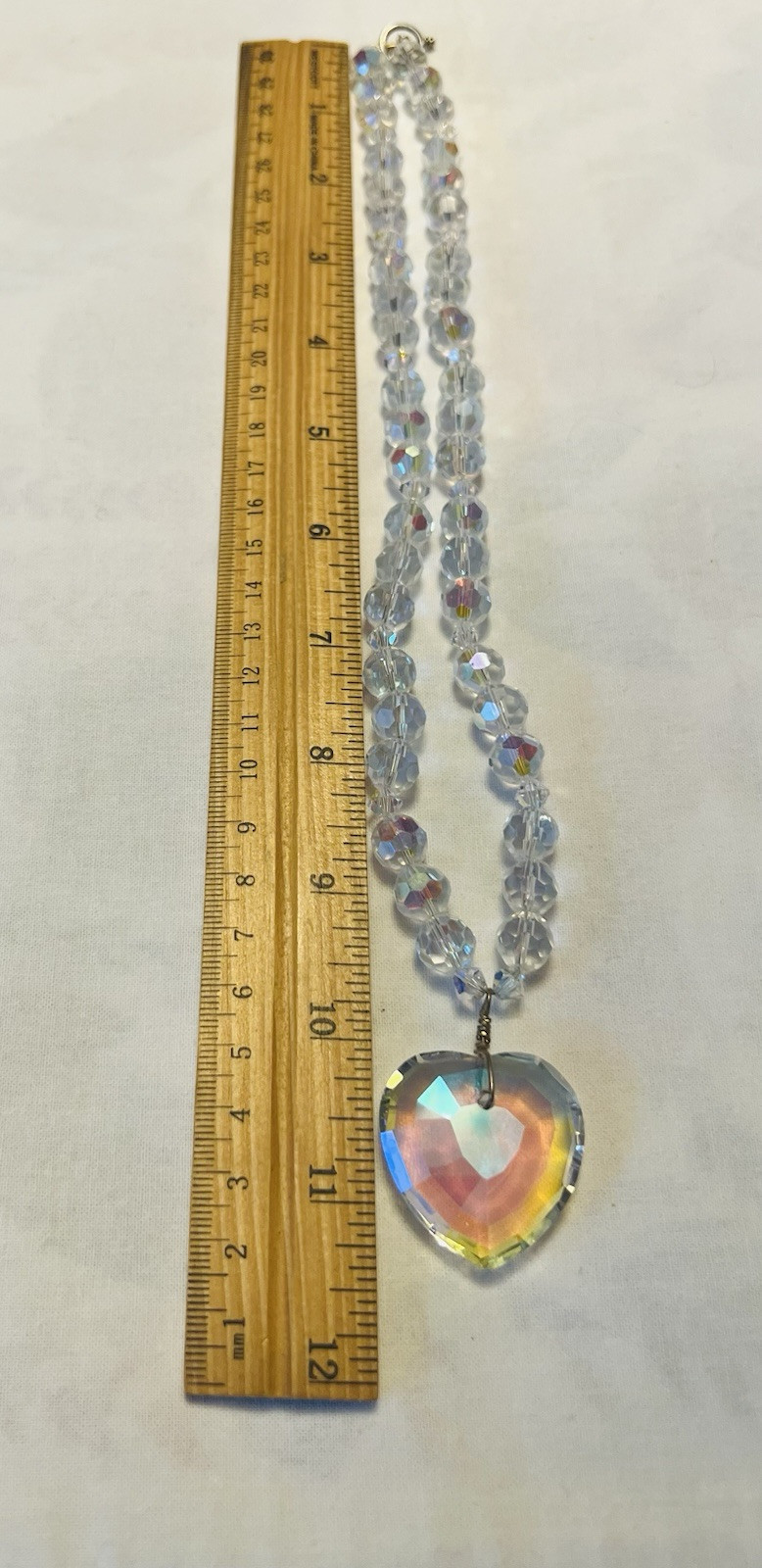 Vintage Crystal Heart Pendant & Crystal Necklace 22 Inches Long