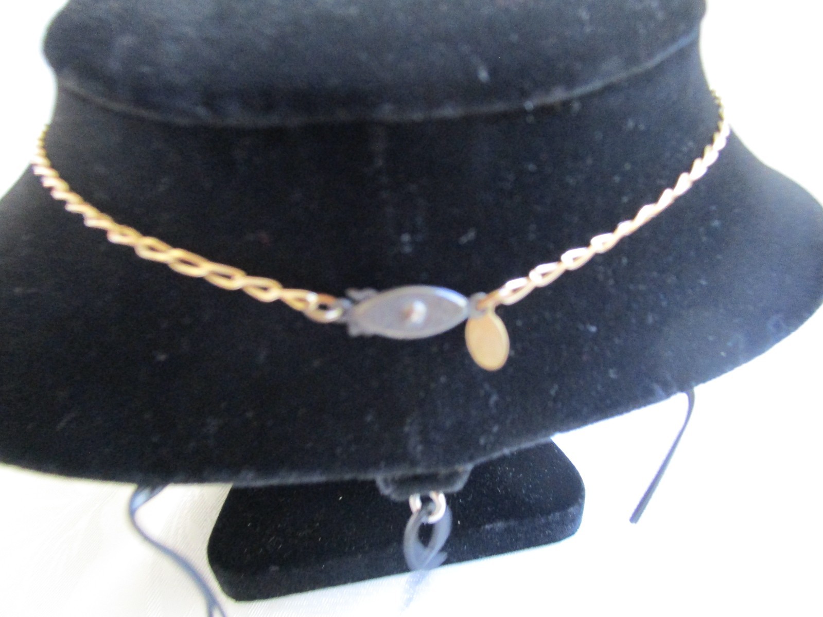 Vintage Glass Works Studio Purple Glass Clear Rhinestone Necklace 19” L Rare