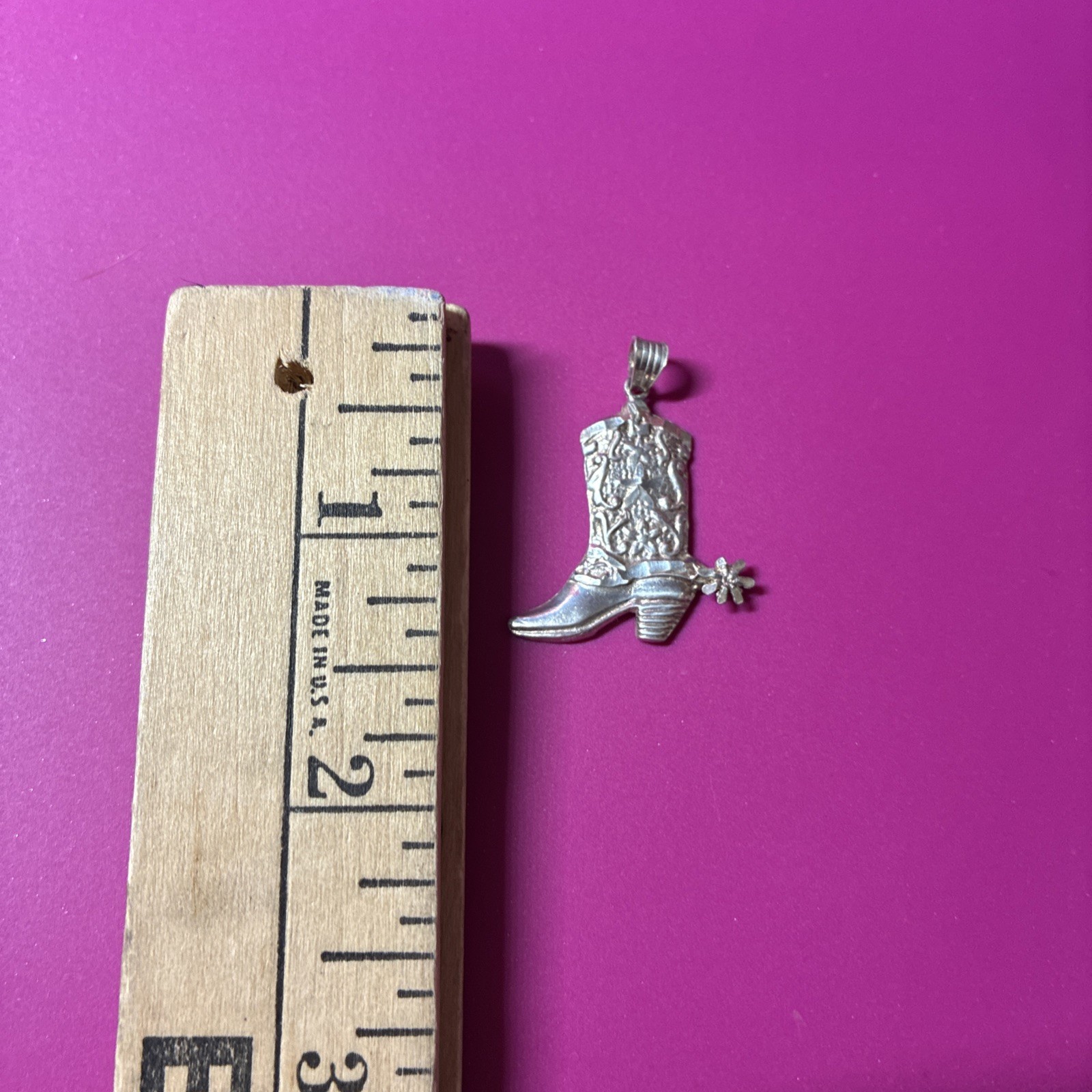 Vintage 925 Mex Silver Western Cowboy Cowgirl Boot Necklace Pendant