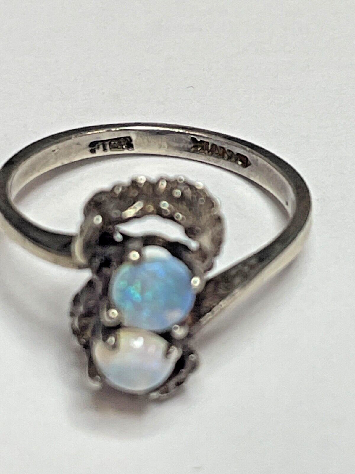 Vtg Natural Opal Sterling Silver Ring Sz 6.5