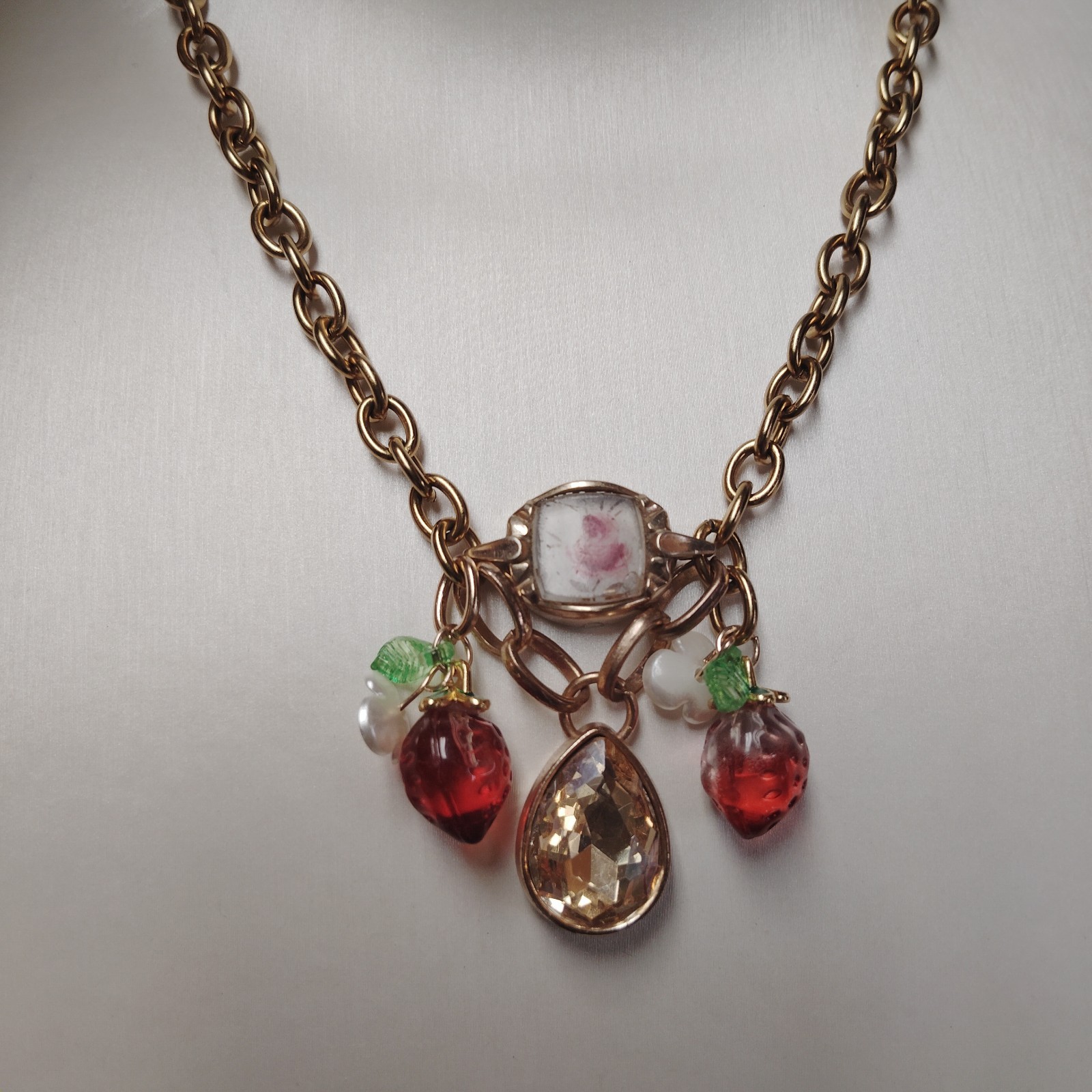Artisan Repurposed Glass Charm Bracelet Or “15 Necklace Whimsical Steampunk
