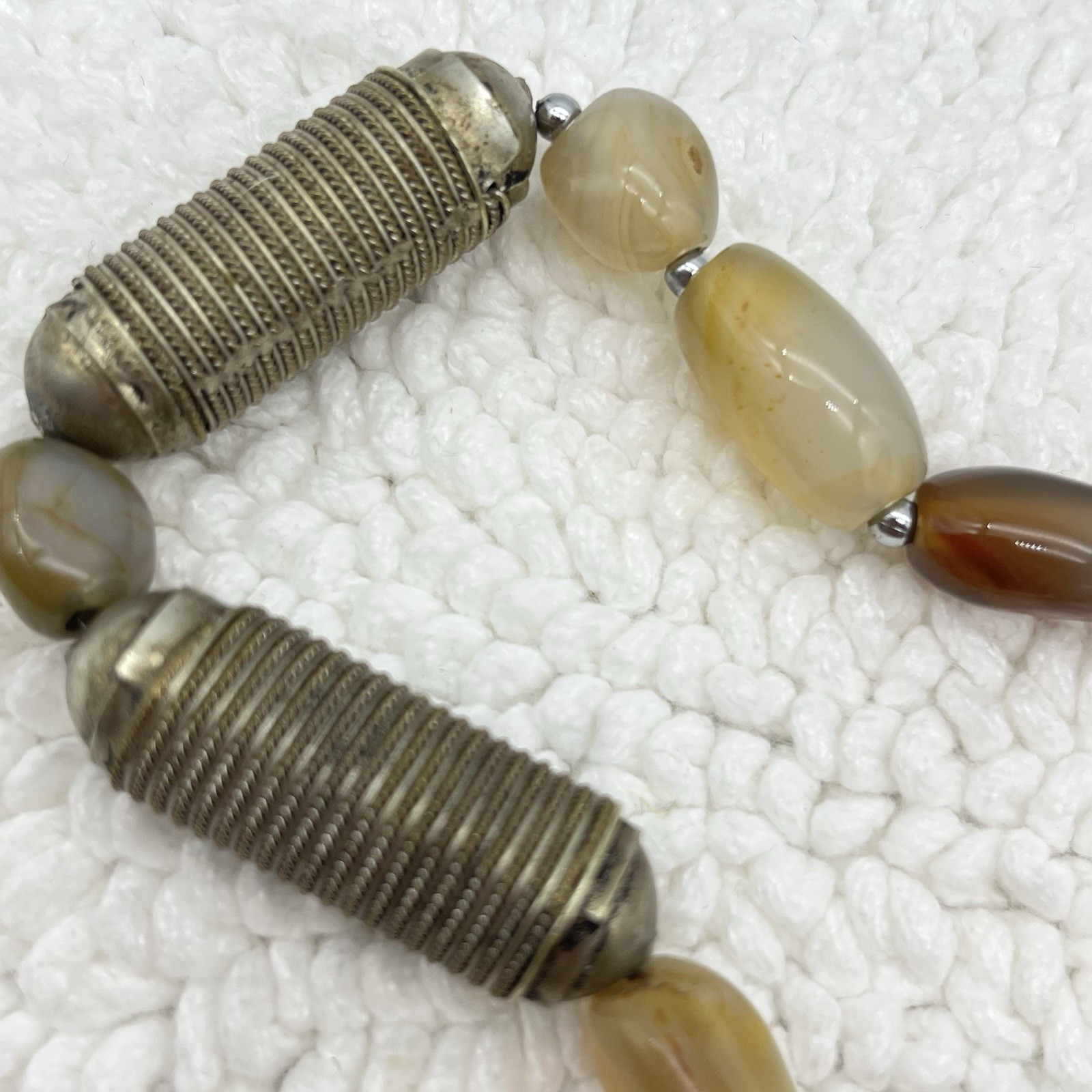 Vintage Agate Necklace Multicolor Stones Beach Boho 24″