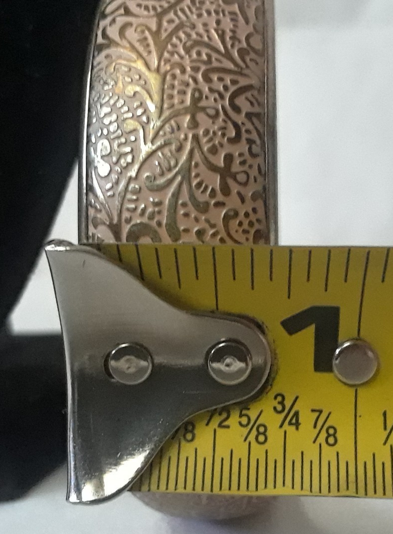 Vintage Rose Gold Copper Tone Wide Floral Pattern Bangle Fashion Bracelet 6 in