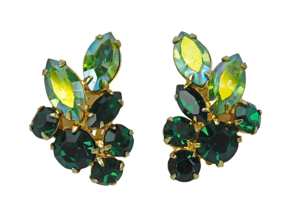 La Roco Rare Vintage Green Rhinestone Brooch & Jewelry Set