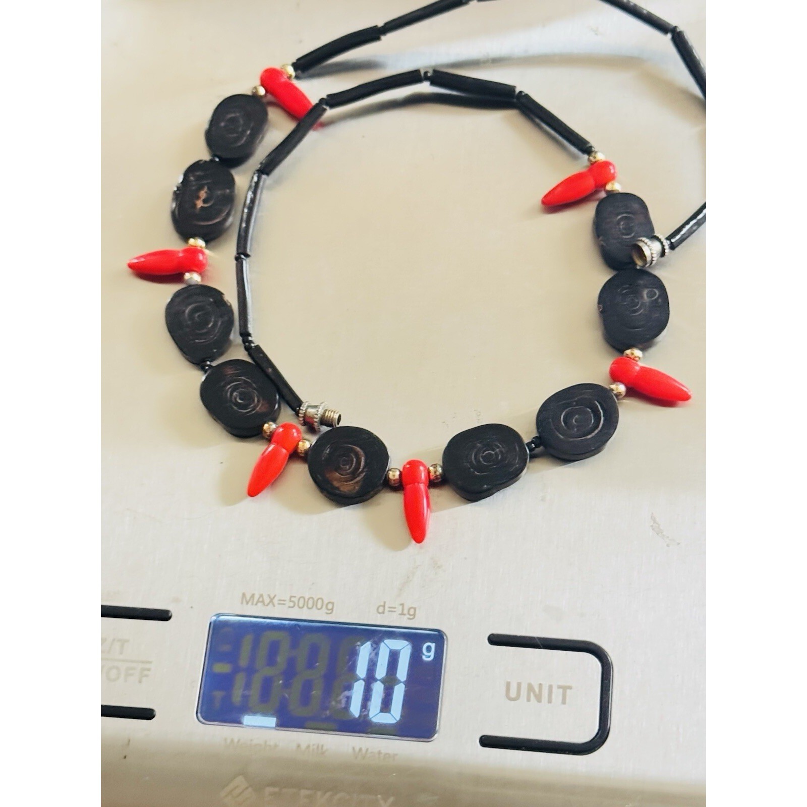 Black Coral VTG Necklace Collar Choker Natural Genuine Hawaiian Real Beads 18″