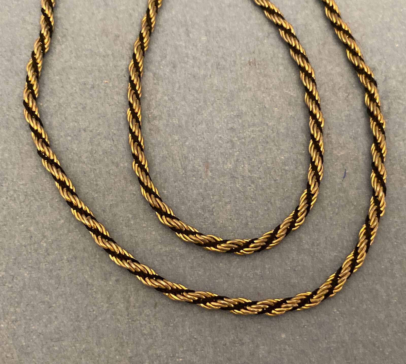 Gold Tone .15 Inch Wide Black Cord Wrapped Rope Chain Fashion Necklace 23.5 Inch