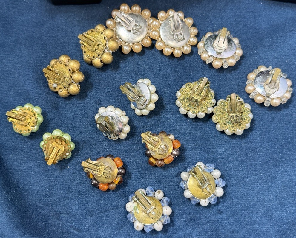 Vintage MCM All Japan Beaded Jewelry Lot Necklaces Earrings 19 PCS Multi Strand