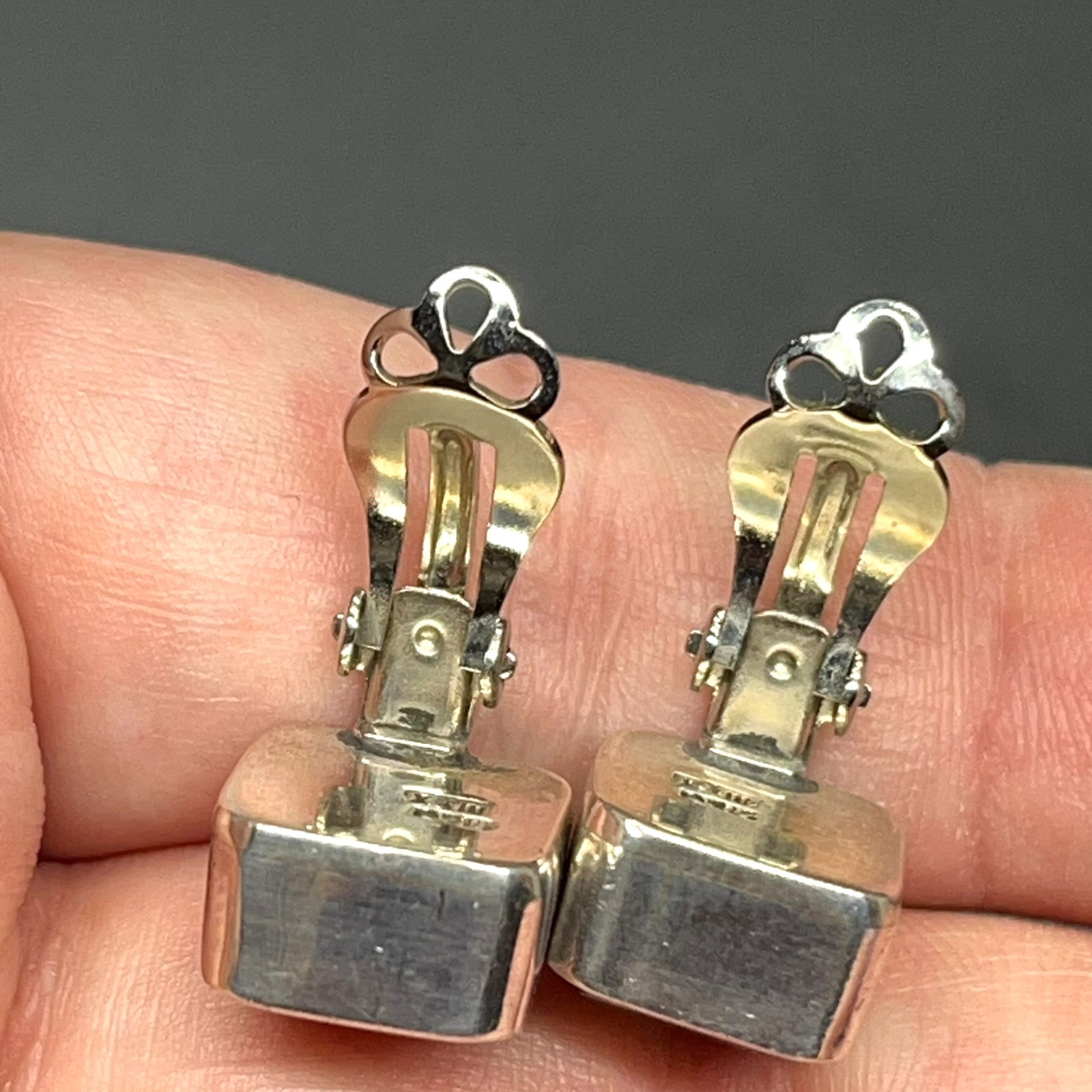 Vintage 1/2″ Square 925 Mex Sterling Silver Sparkling Amethyst Clip On Earrings