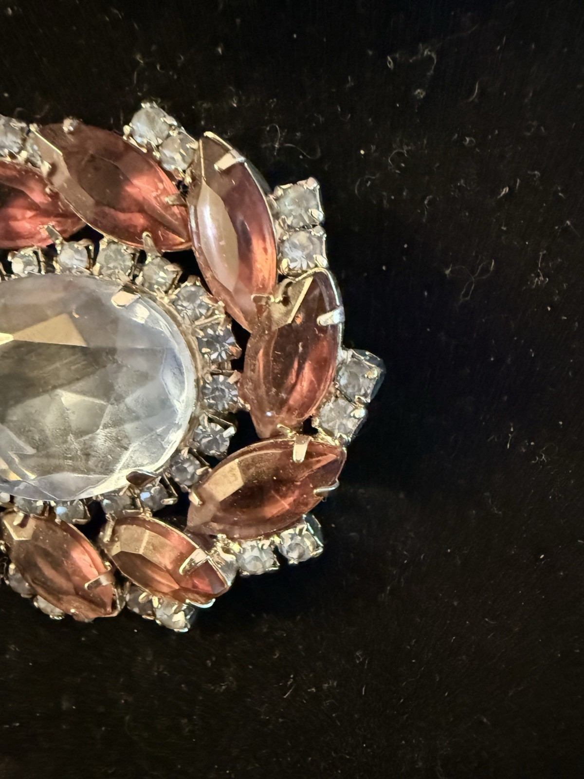 Vintage Baby Blue And Purple Rhinestone Silvertone Brooch ~Absolutely Stunning