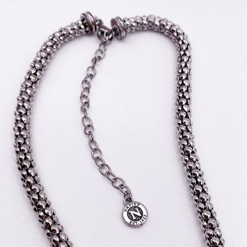 Napier Signed Vintage Necklace 22” Long Black Lucite Pendant